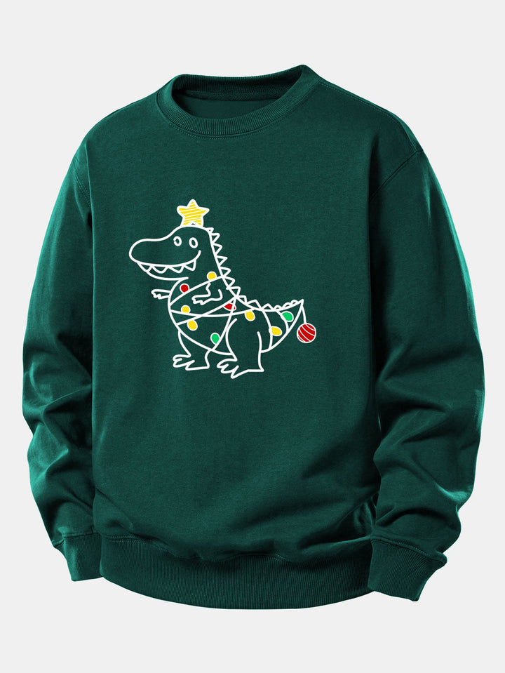 Christmas Dinosaur Print Relax Fit Sweatshirt