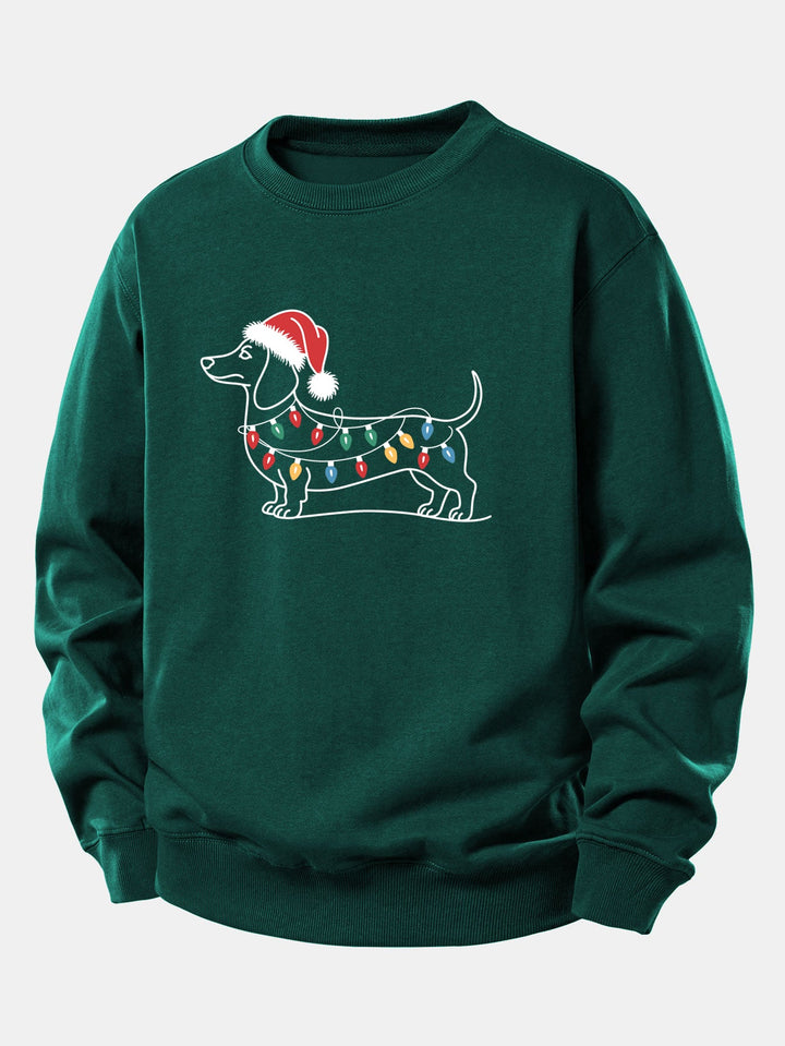 Christmas Light Dog Print Relax Fit Sweatshirt