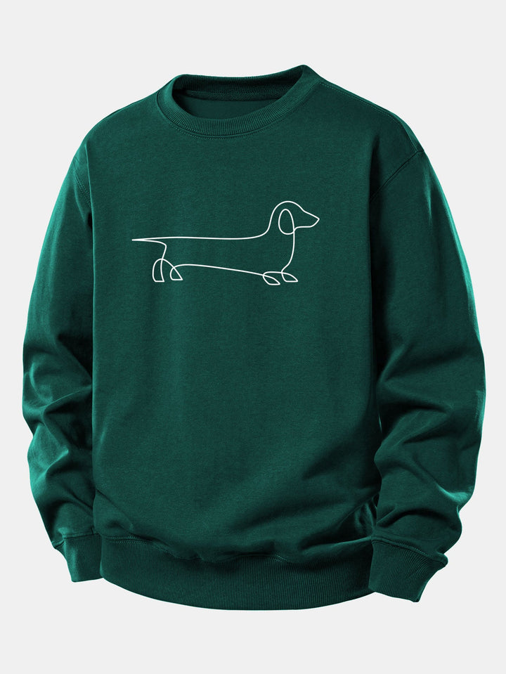 Line Dachshund Print Relax Fit Sweatshirt
