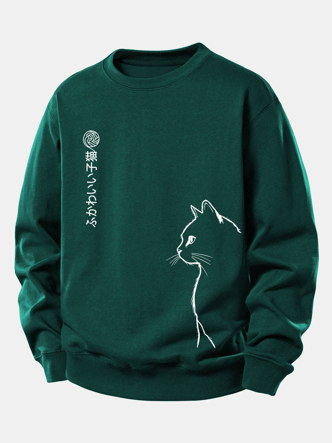Japanese Cat Print Relax Fit Sweatshirt