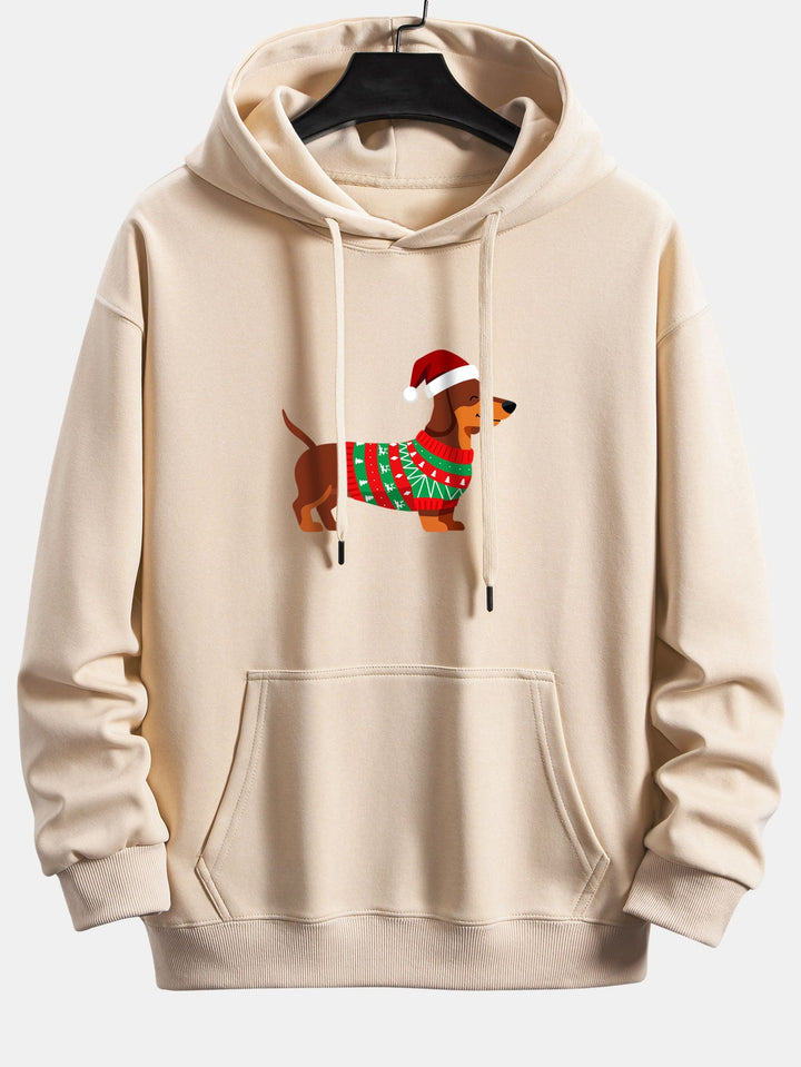 Christmas Dachshund Print Relax Fit Hoodie
