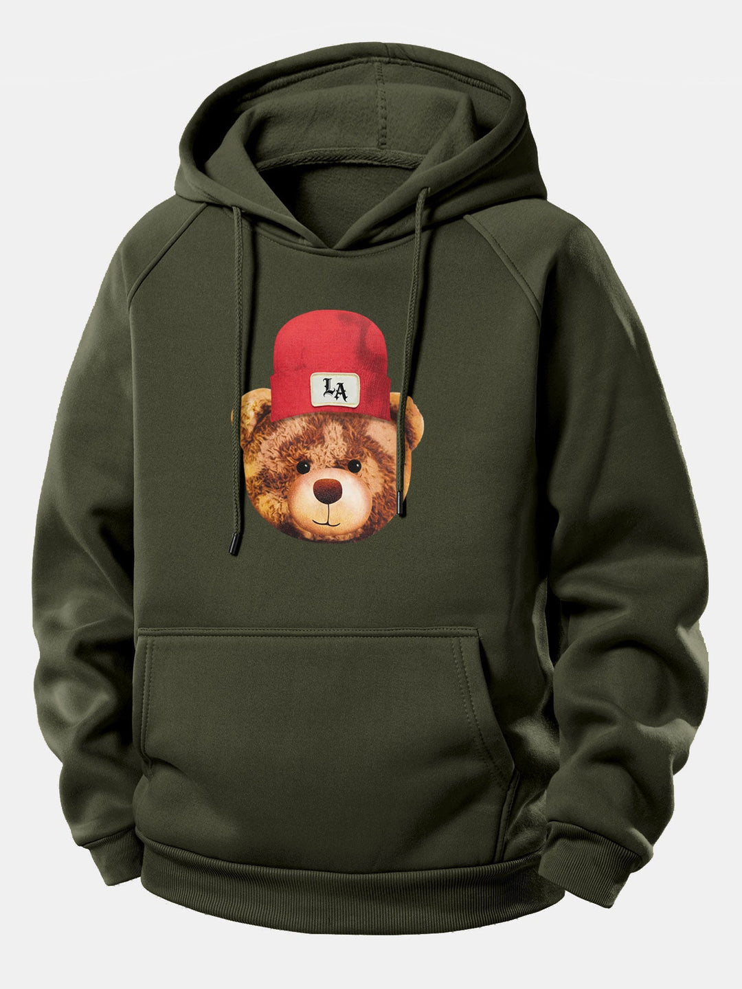 Los Angeles Bear Print Drawstring Hoodie