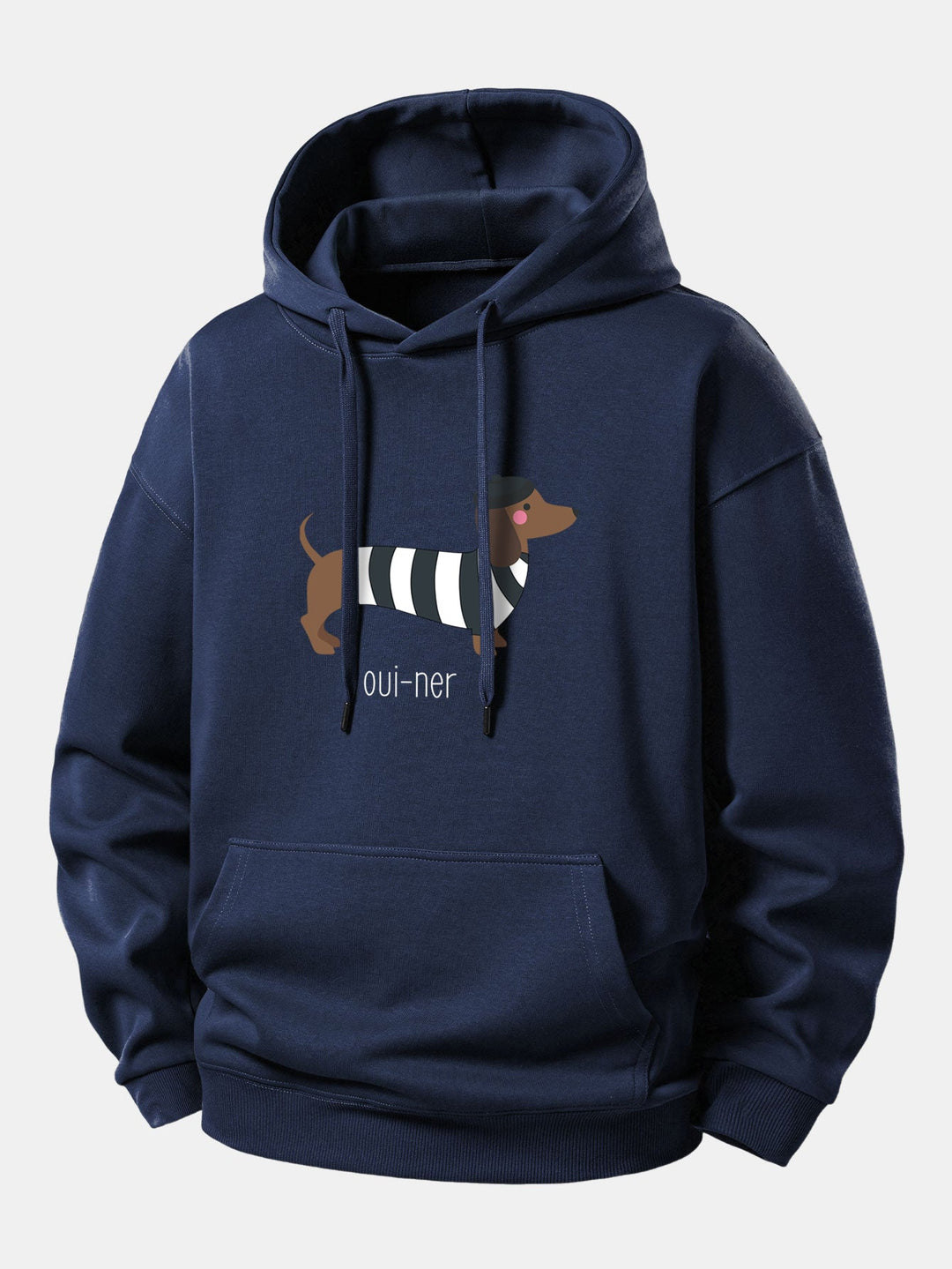 French Dachshund Print Relax Fit Hoodie