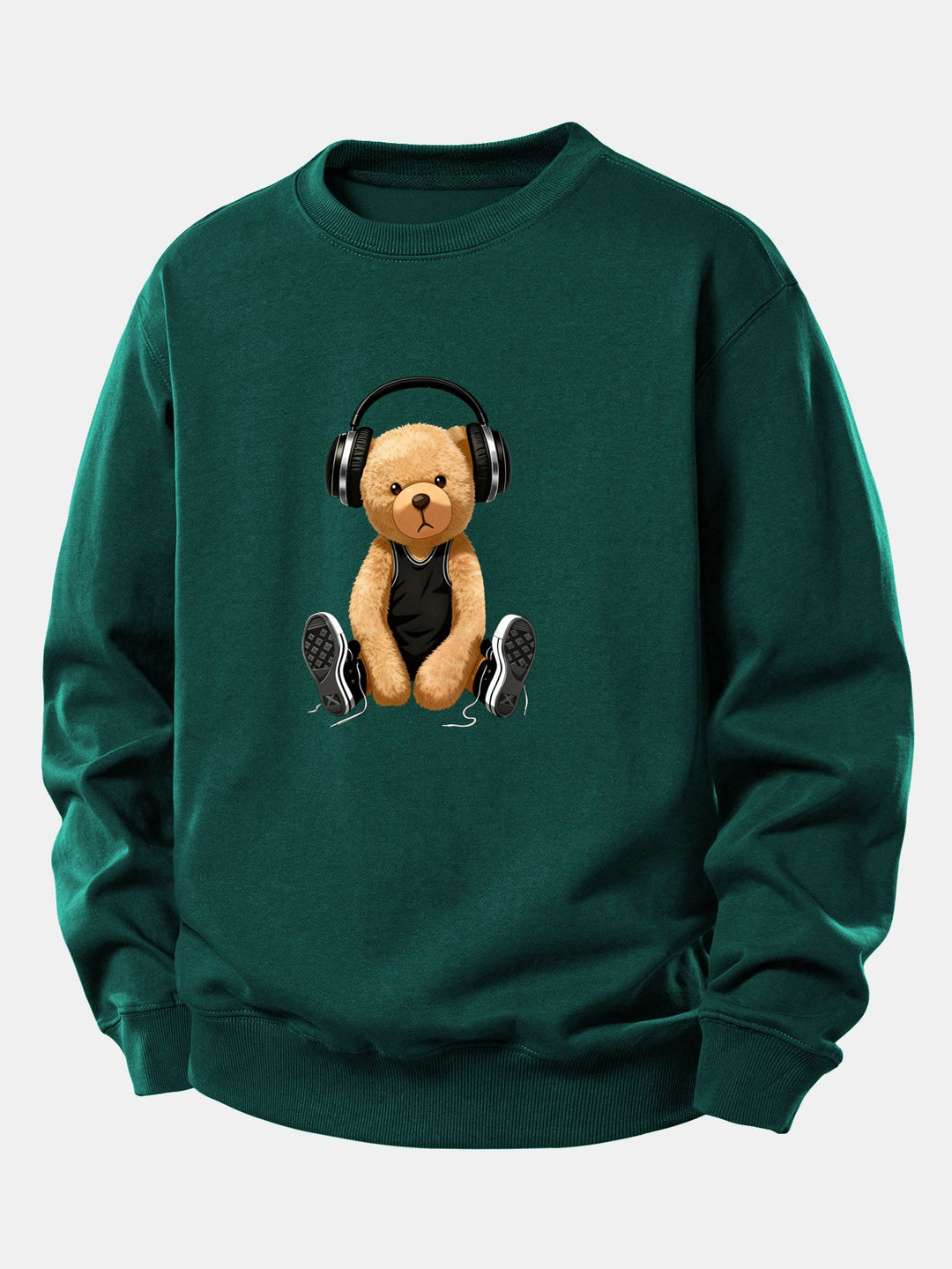 Headphone Bear Print Relax Fit Sweatshirt