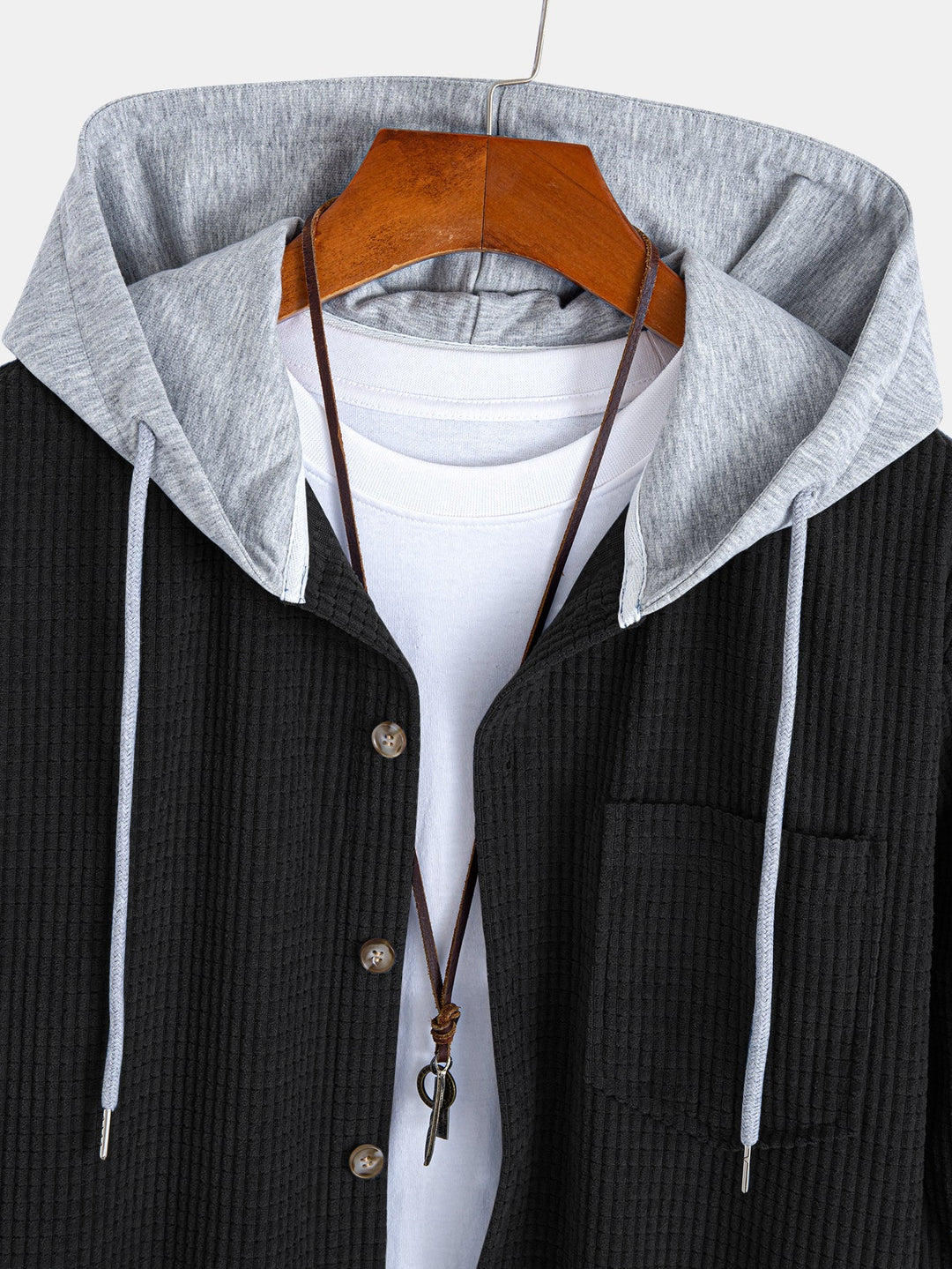 Waffle Corduroy Hooded Shirt