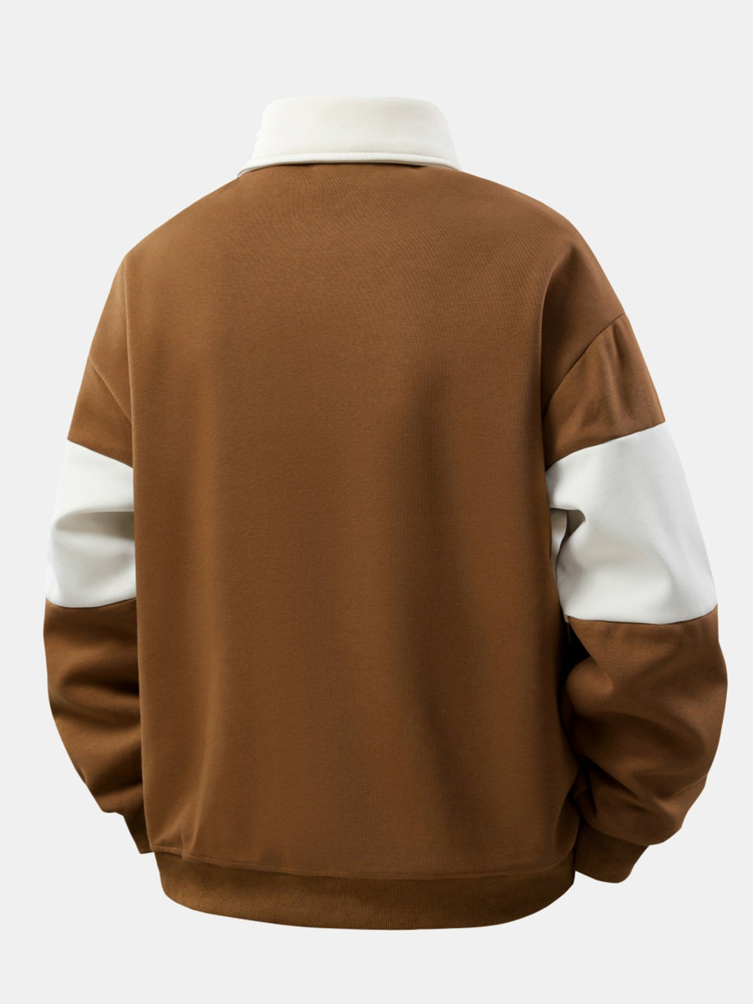 Relax Fit Color Block Patchwork Polo Sweatshirt