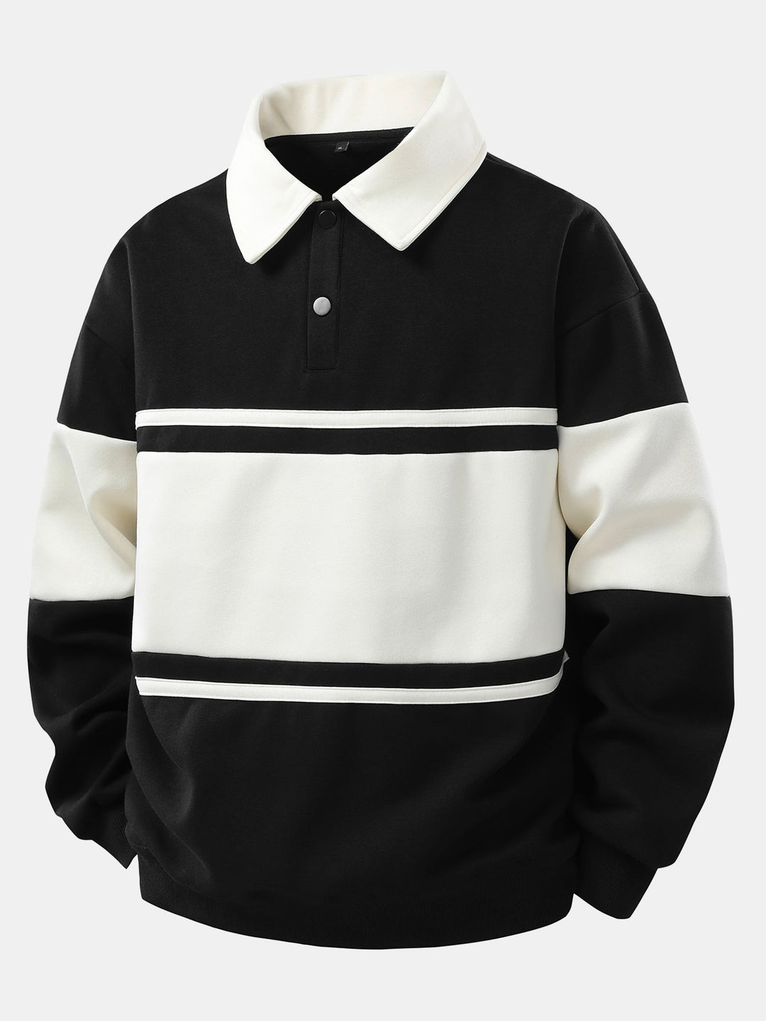 Relax Fit Color Block Patchwork Polo Sweatshirt