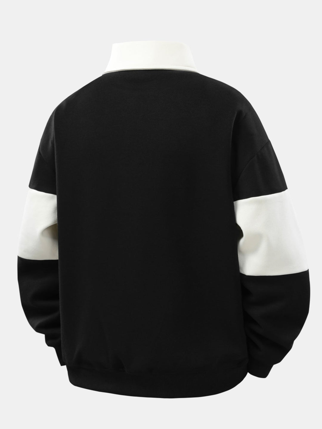 Relax Fit Color Block Patchwork Polo Sweatshirt