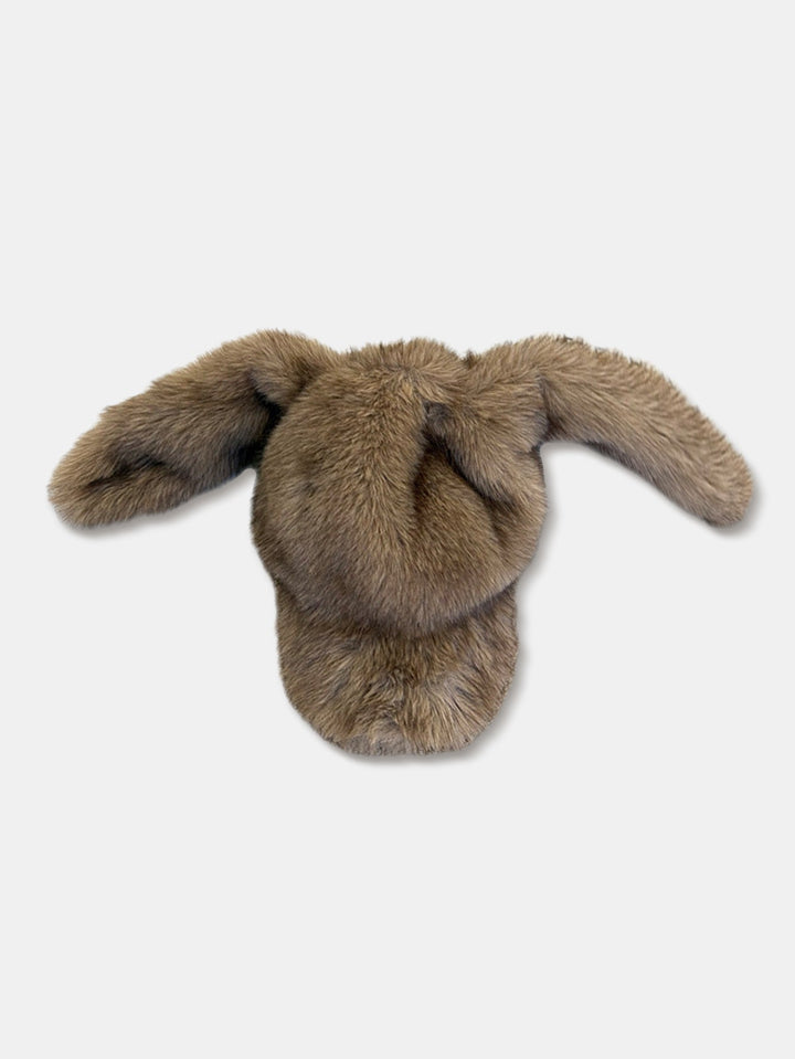 Retro Style Warm Baseball Cap With Fluffy Rabbit Ears Design