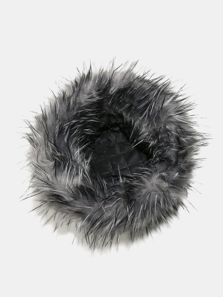 Faux Fox Fur Thickened Fur Plush Bucket Hat
