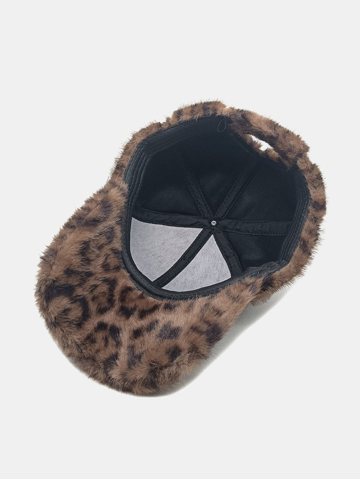 Plush Leopard Print Warm Baseball Cap