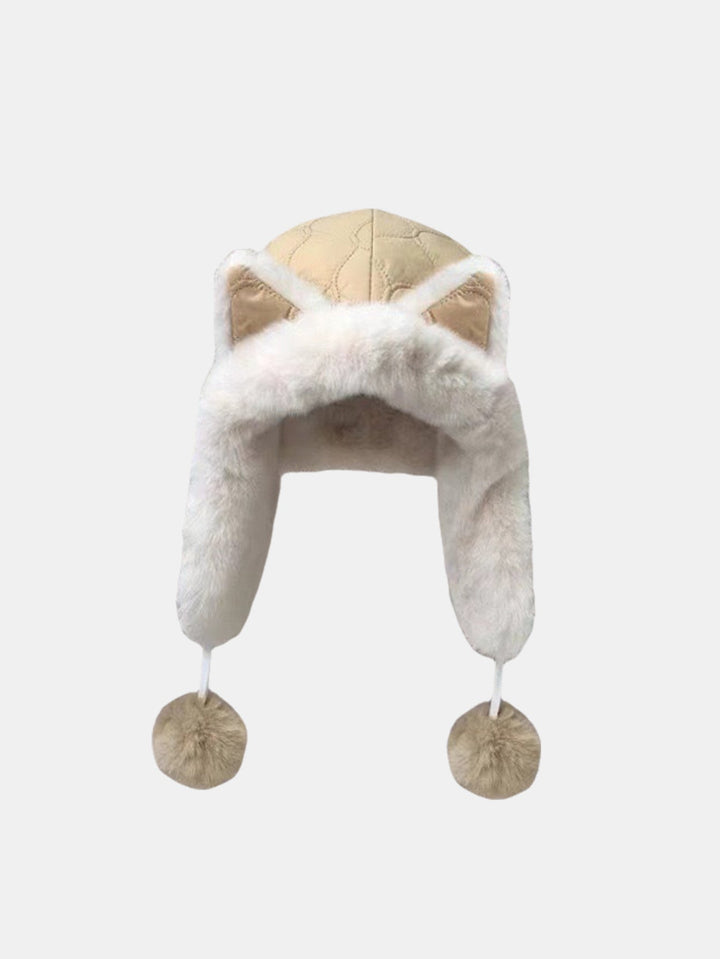 Winter Lightweight Warm Plush Beanie Hat With Fox Ears Flaps