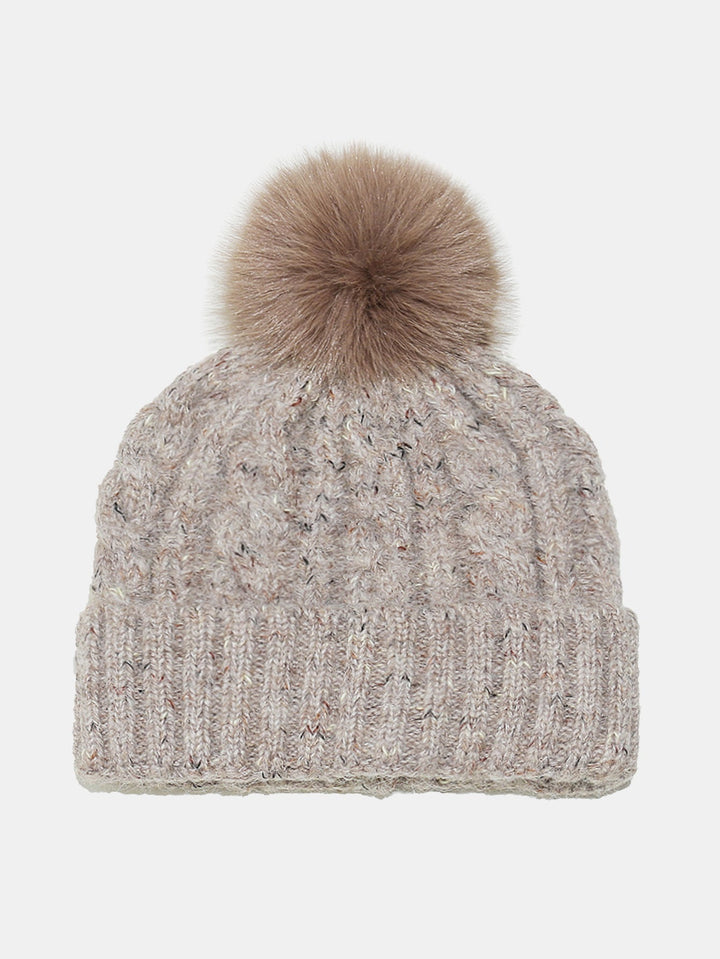 Warm Knitted Hat With Pompom