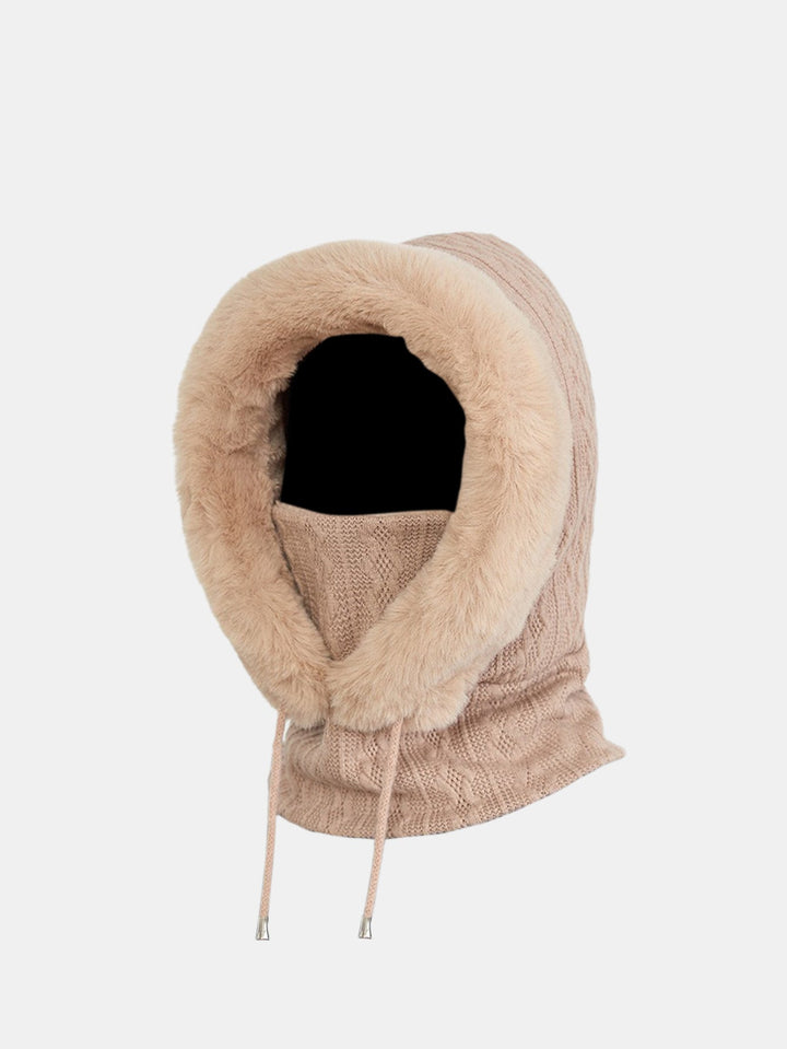 Drawstring Plush Warm Balaclava Hat