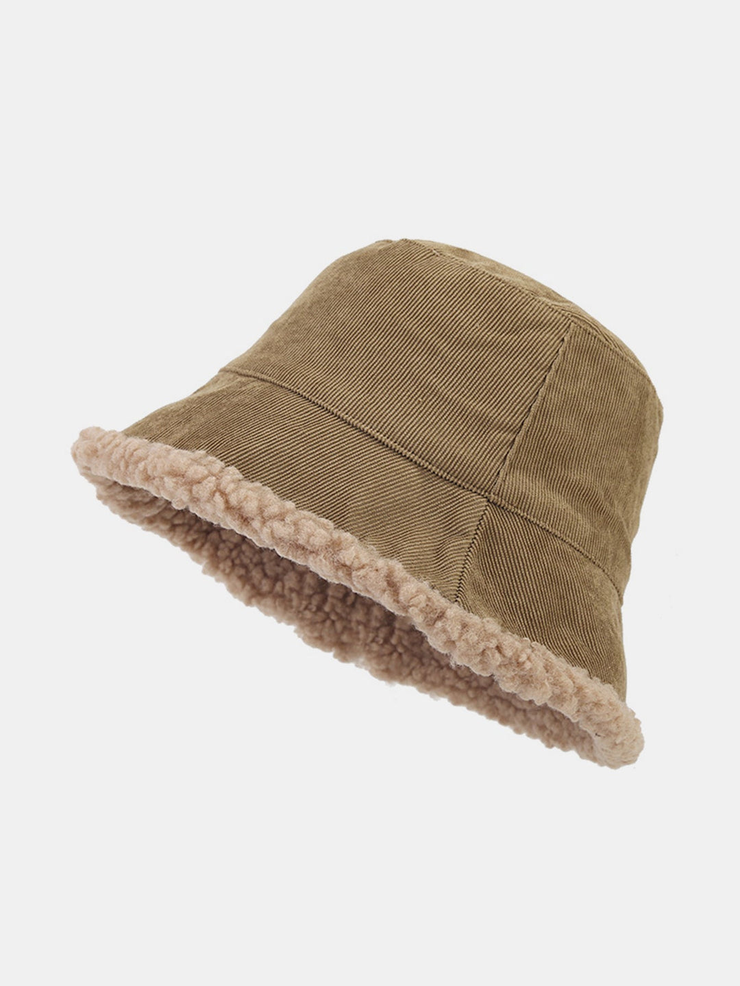 Retro Corduroy And Lambswool Patchwork Double-sided Plush Bucket Hat