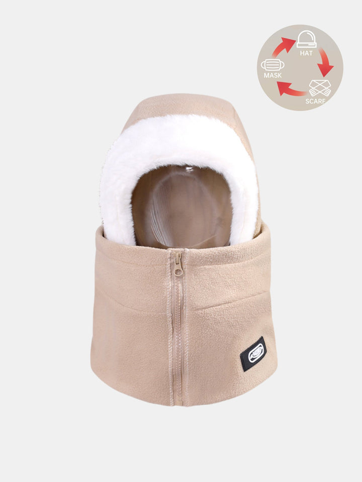 Zippered Windproof Thickened Warm Balaclava Hat