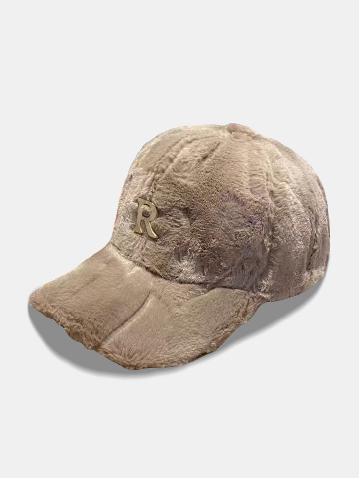 Fashion Warm Fleece-Lined Letter R Baseball Cap