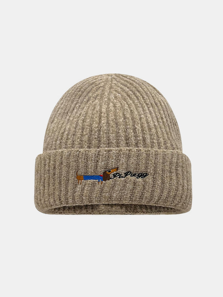 Dachshund Pattern Embroidered Knitted Hat