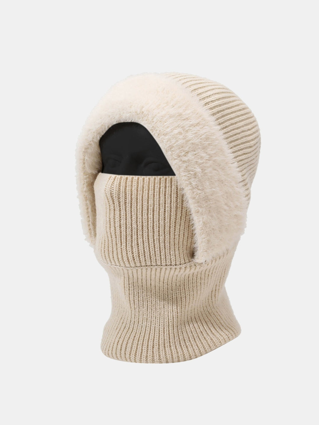 Solid Color Velvet Warm Knitted Hat With Scarf