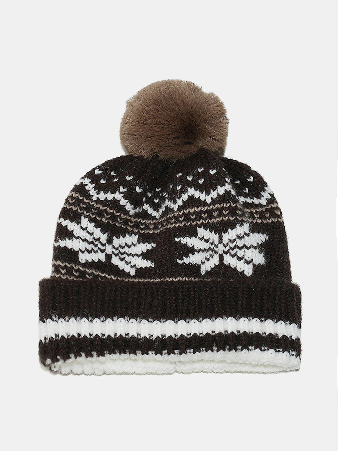Snowflake Pattern Pom-pom Warm Knitted Hat