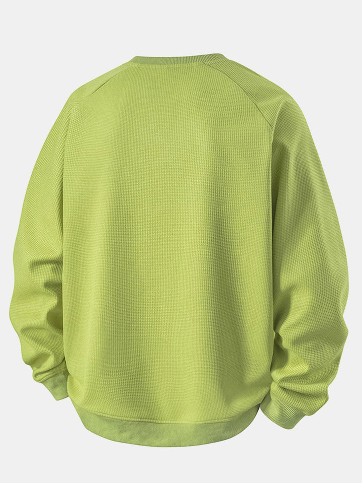 Relax Fit Waffle Crew Neck Sweatshirt