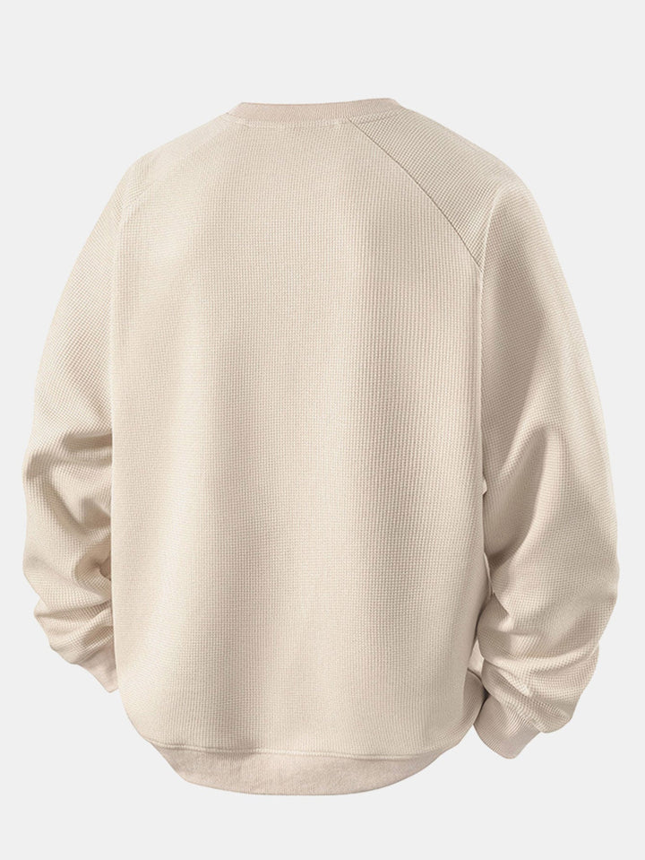 Relax Fit Waffle Crew Neck Sweatshirt