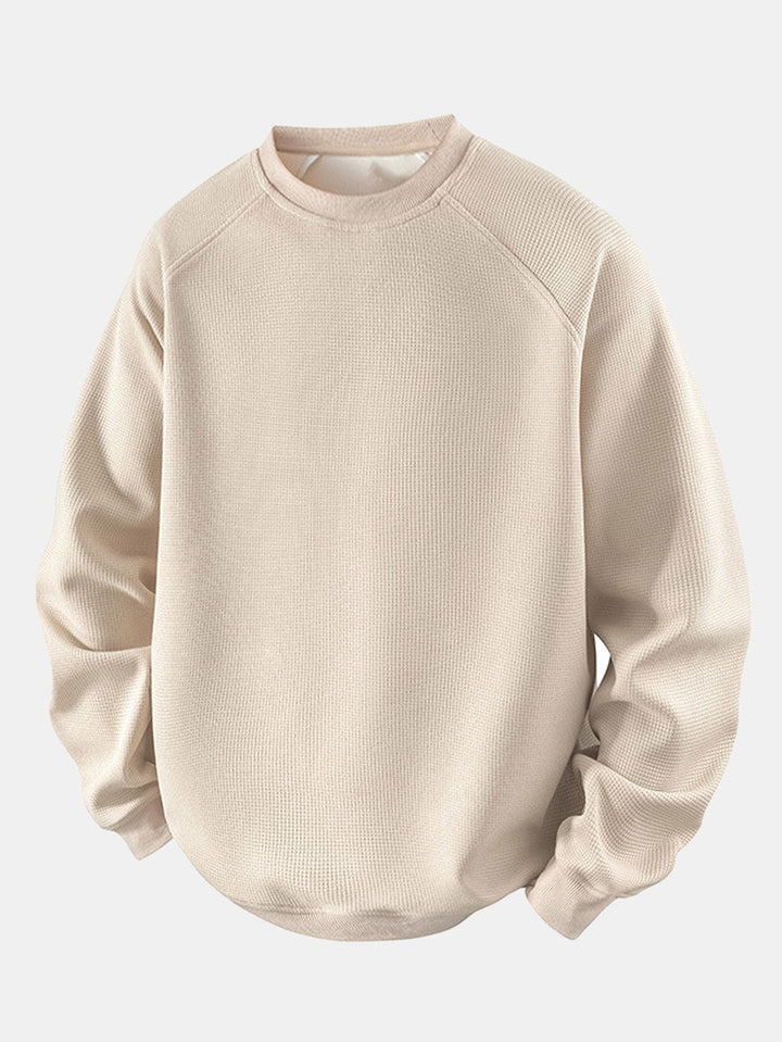 Relax Fit Waffle Crew Neck Sweatshirt