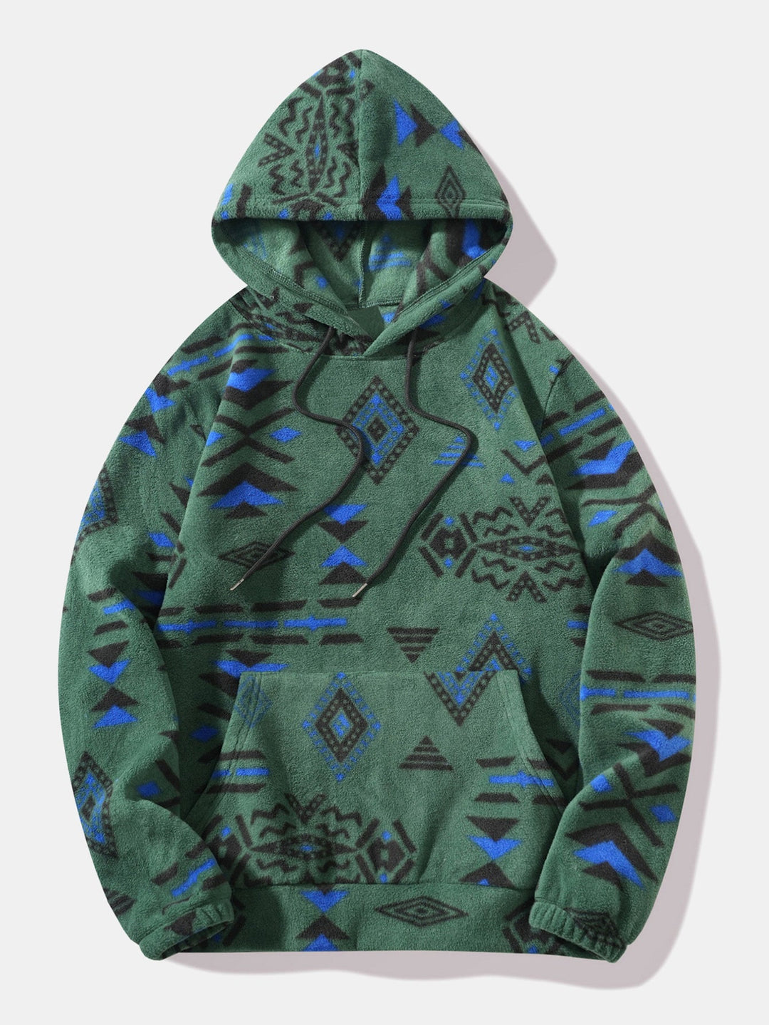 Relax Fit Tribal Geometry Teddy Hoodie & Shorts