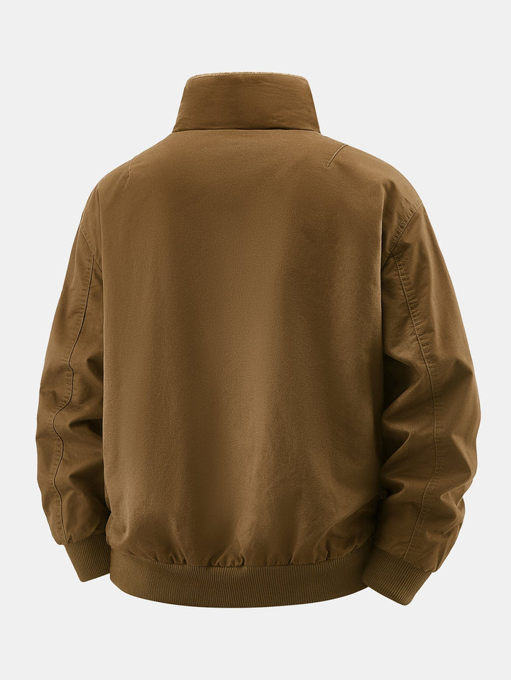 Teddy Lined Zip Up Chino Bomber Jacket