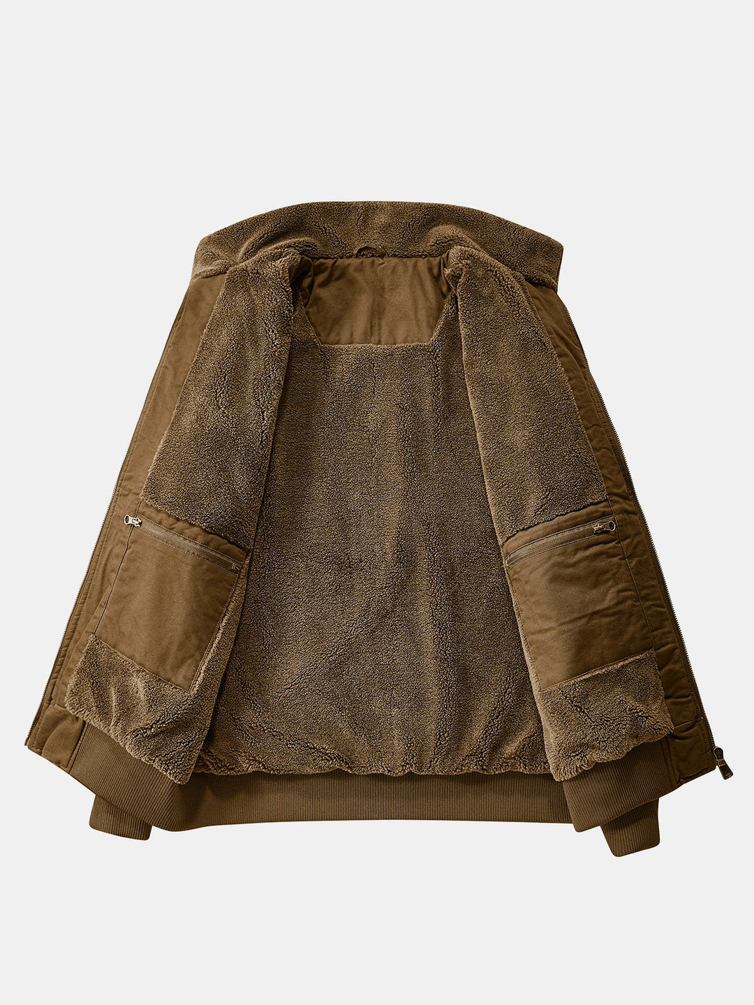 Teddy Lined Zip Up Chino Bomber Jacket