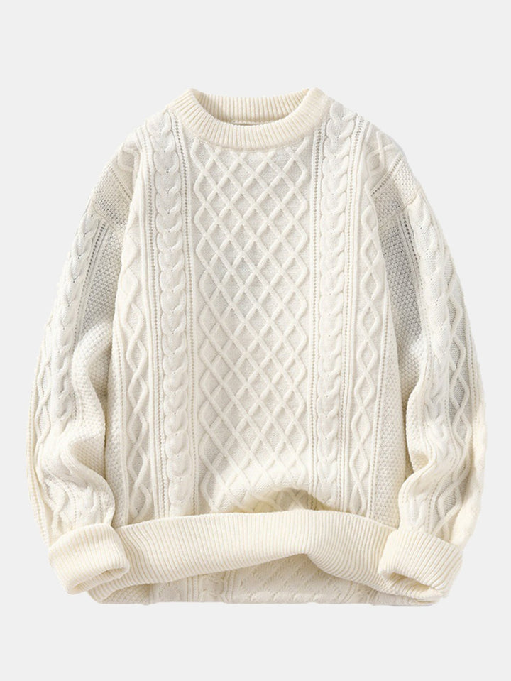 Geometric Jacquard Crew Neck Sweater