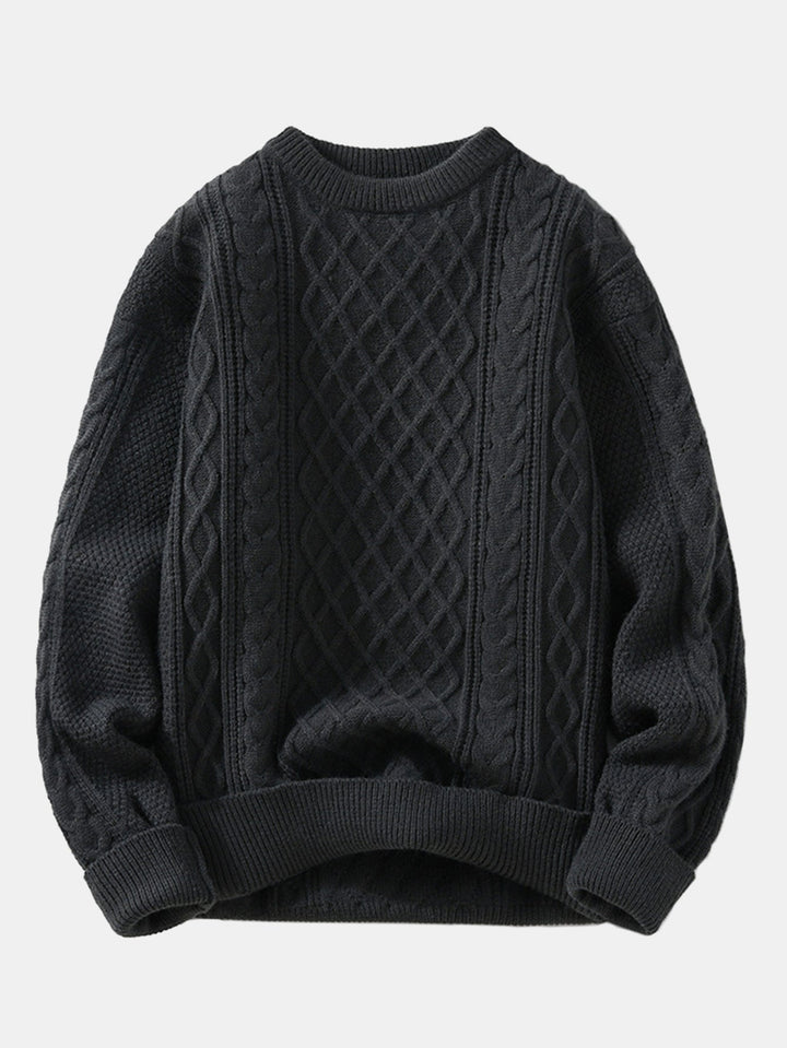 Geometric Jacquard Crew Neck Sweater