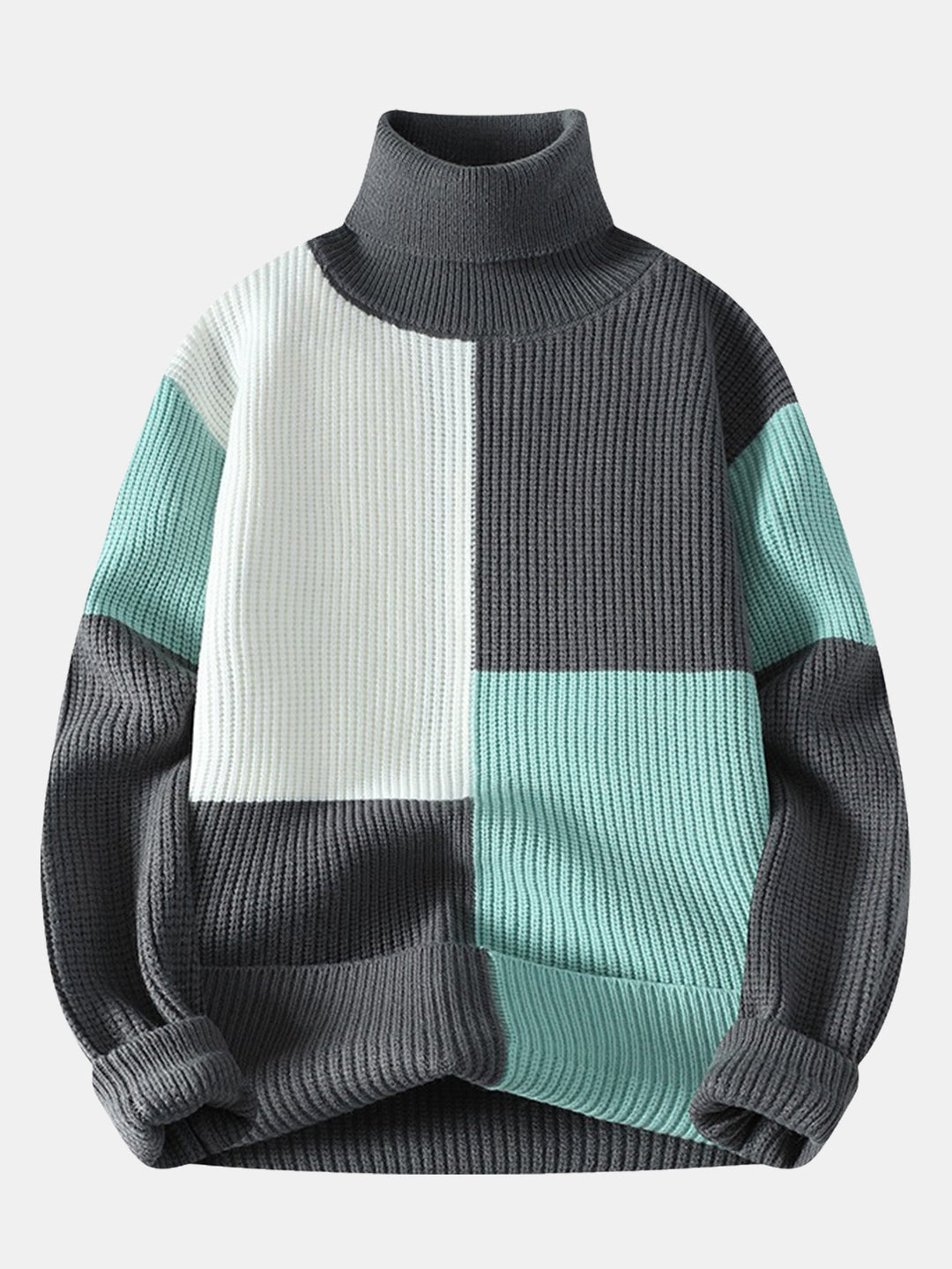 Color Block Turtle Neck Sweater