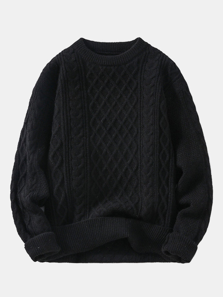 Geometric Jacquard Crew Neck Sweater