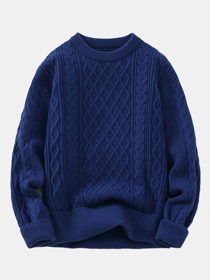 Geometric Jacquard Crew Neck Sweater