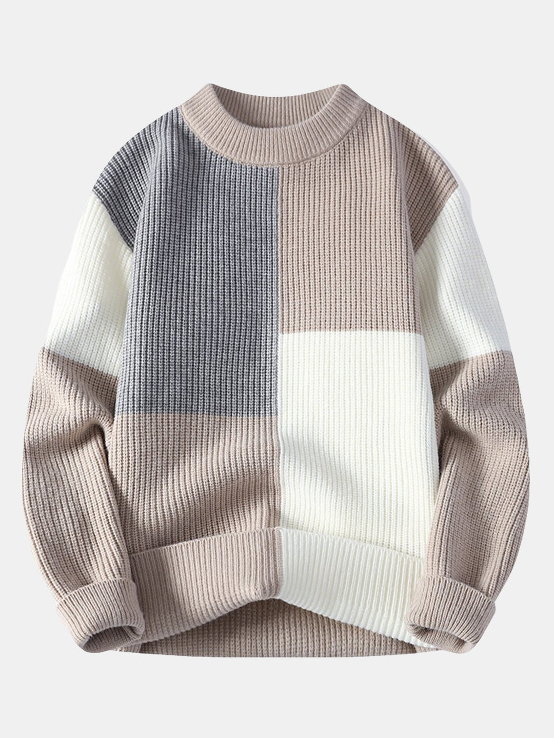 Color Block Crew Neck Sweater
