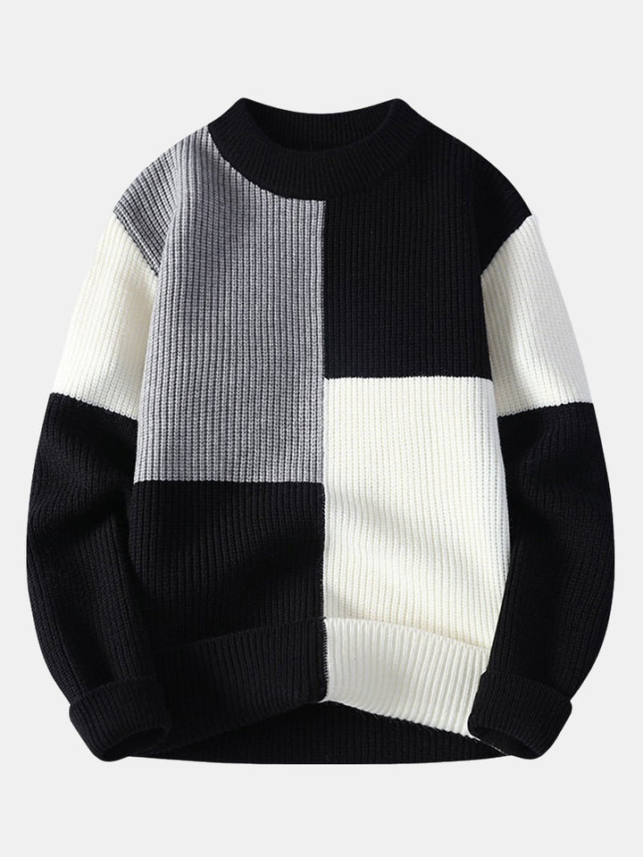 Color Block Crew Neck Sweater
