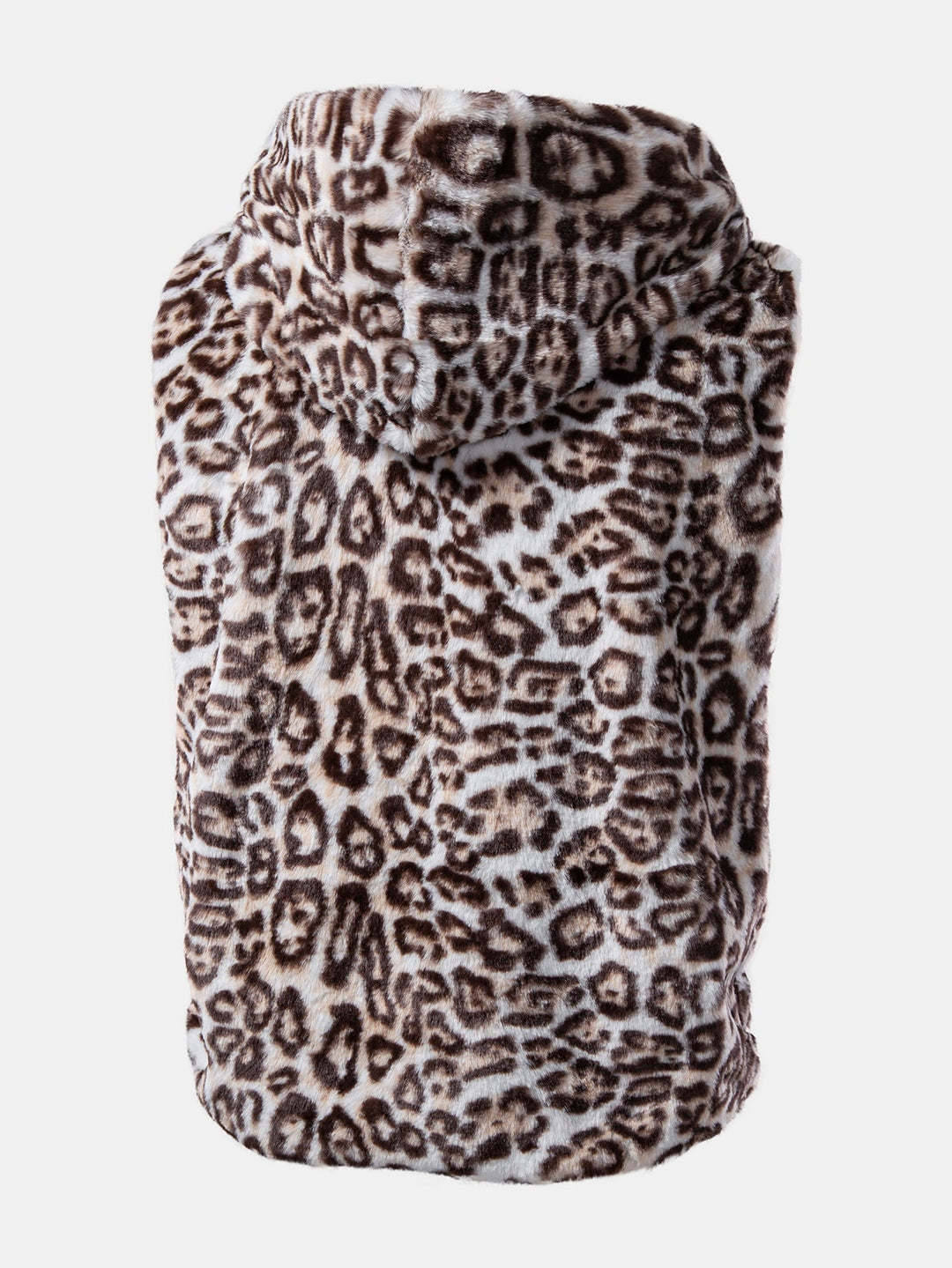 Faux Fur Leopard Zip Up Hooded Vest