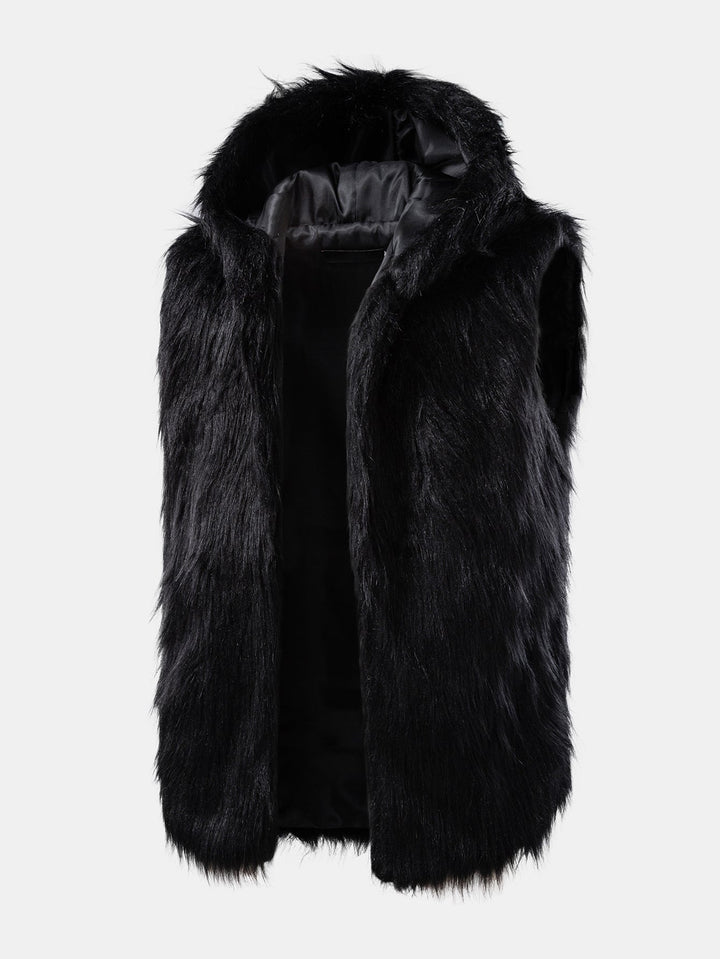 Faux Fur Zip Up Hooded Vest