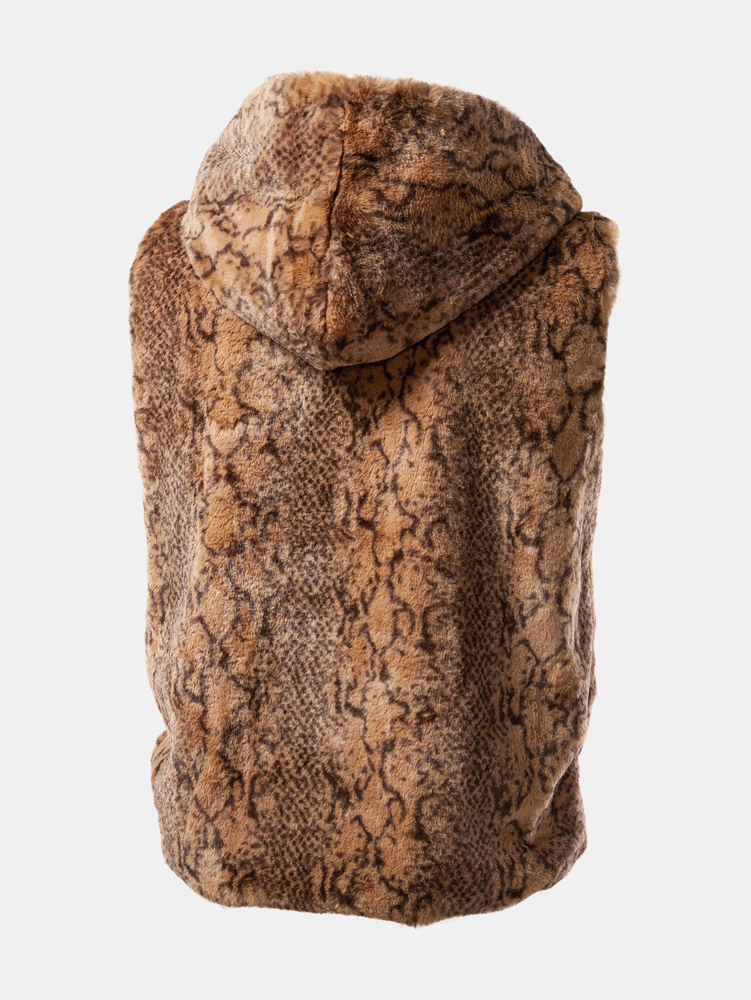 Faux Fur Serpentine Zip Up Hooded Vest