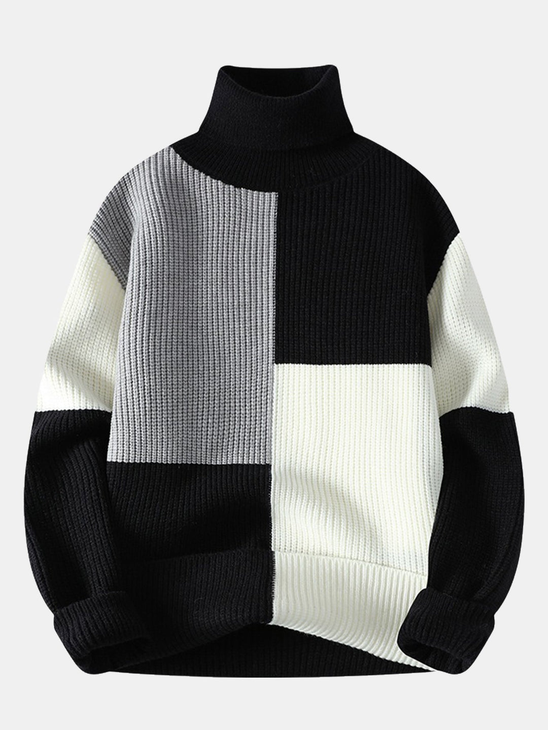 Color Block Turtle Neck Sweater