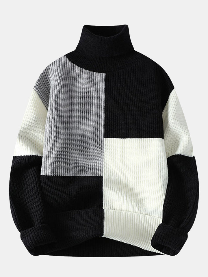 Color Block Turtle Neck Sweater