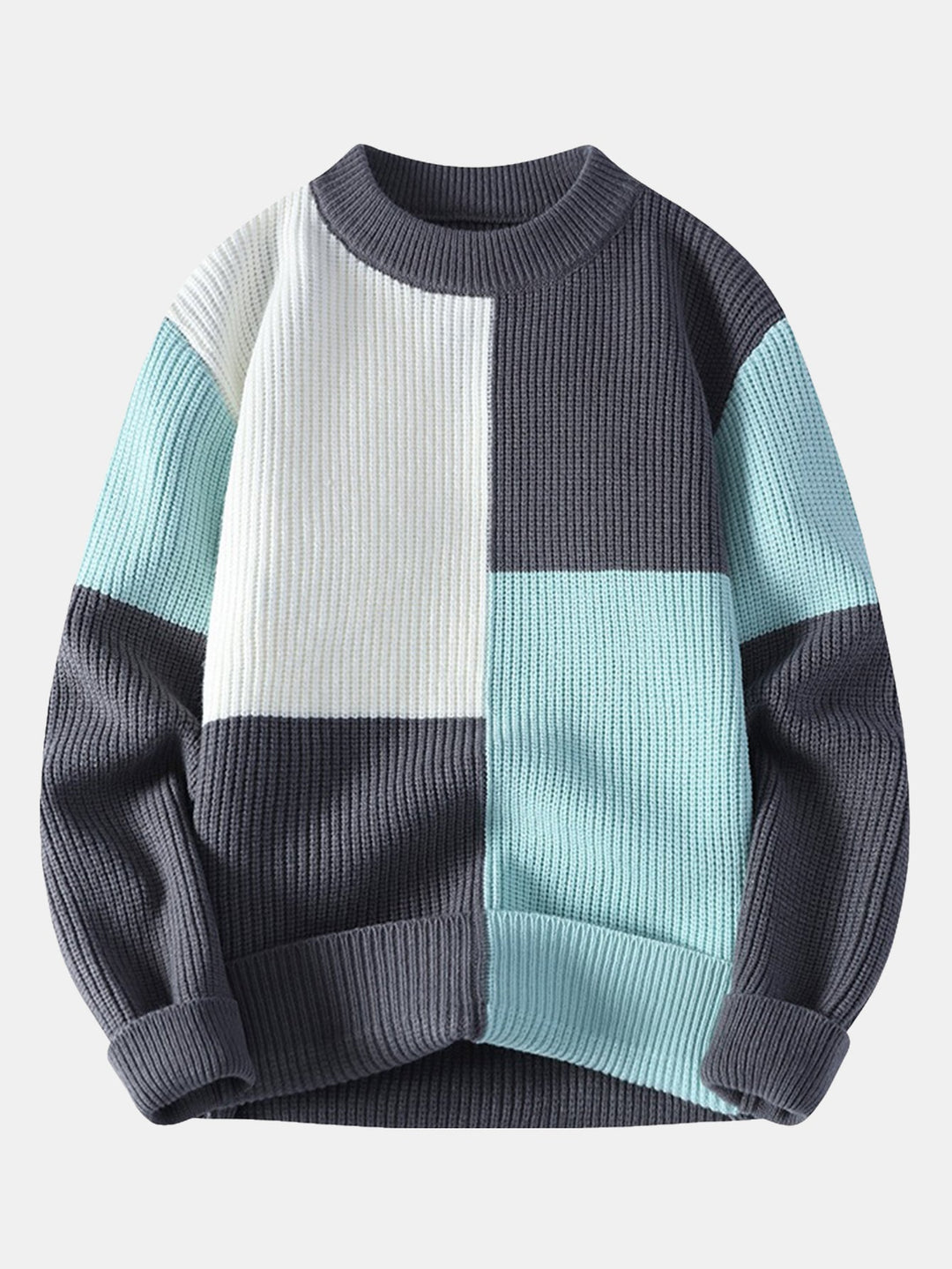 Color Block Crew Neck Sweater