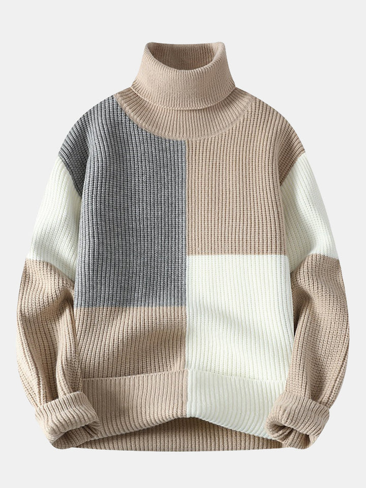 Color Block Turtle Neck Sweater