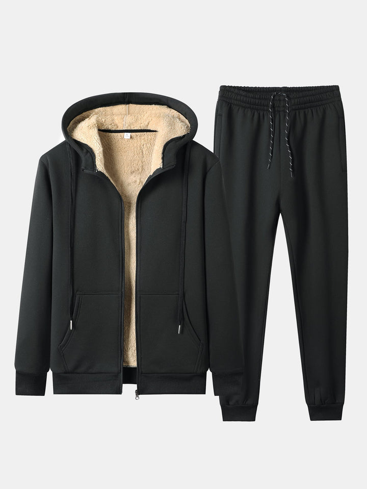 Teddy Lined Zip Up Hoodie & Jogger Pants