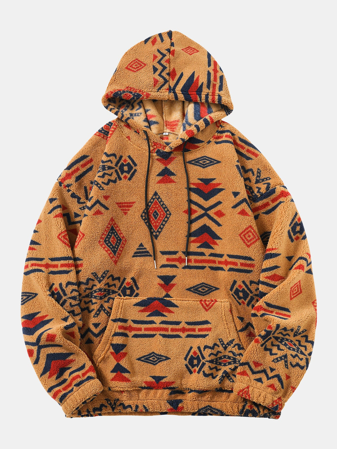 Relax Fit Tribal Geometry Teddy Hoodie