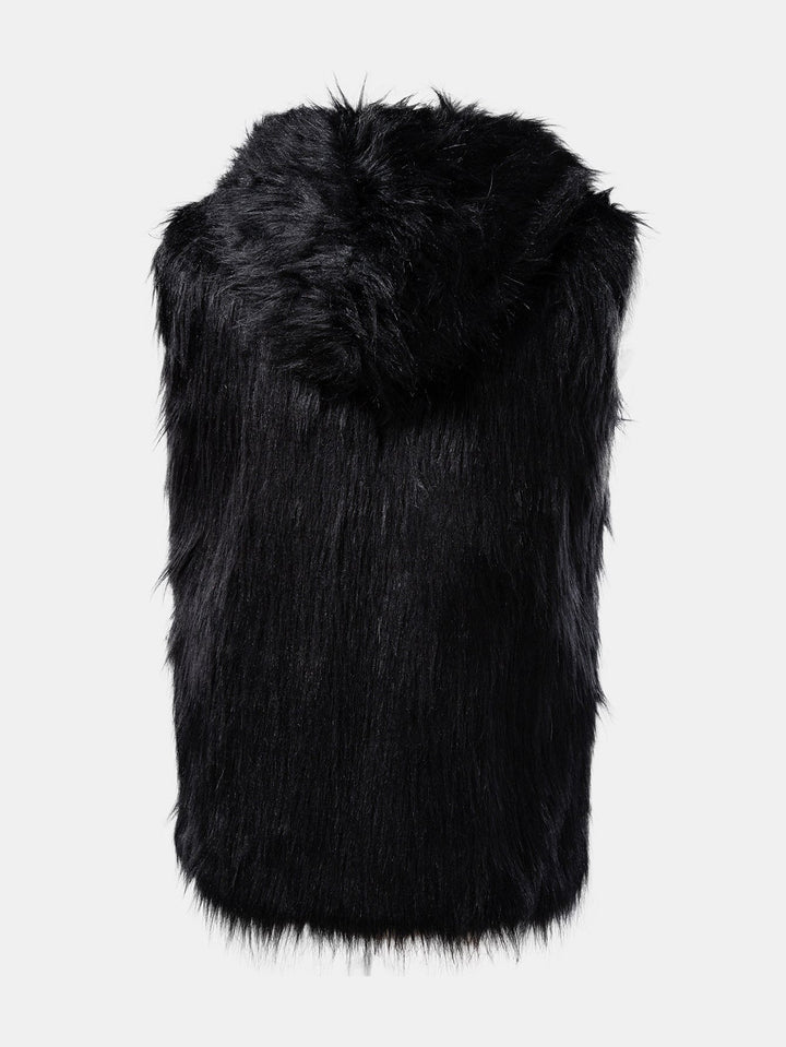 Faux Fur Zip Up Hooded Vest