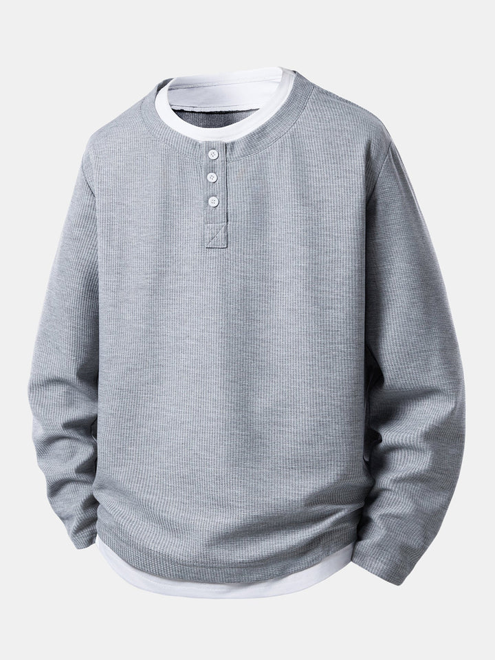 2 In 1 Henley Collar Waffle T-Shirt