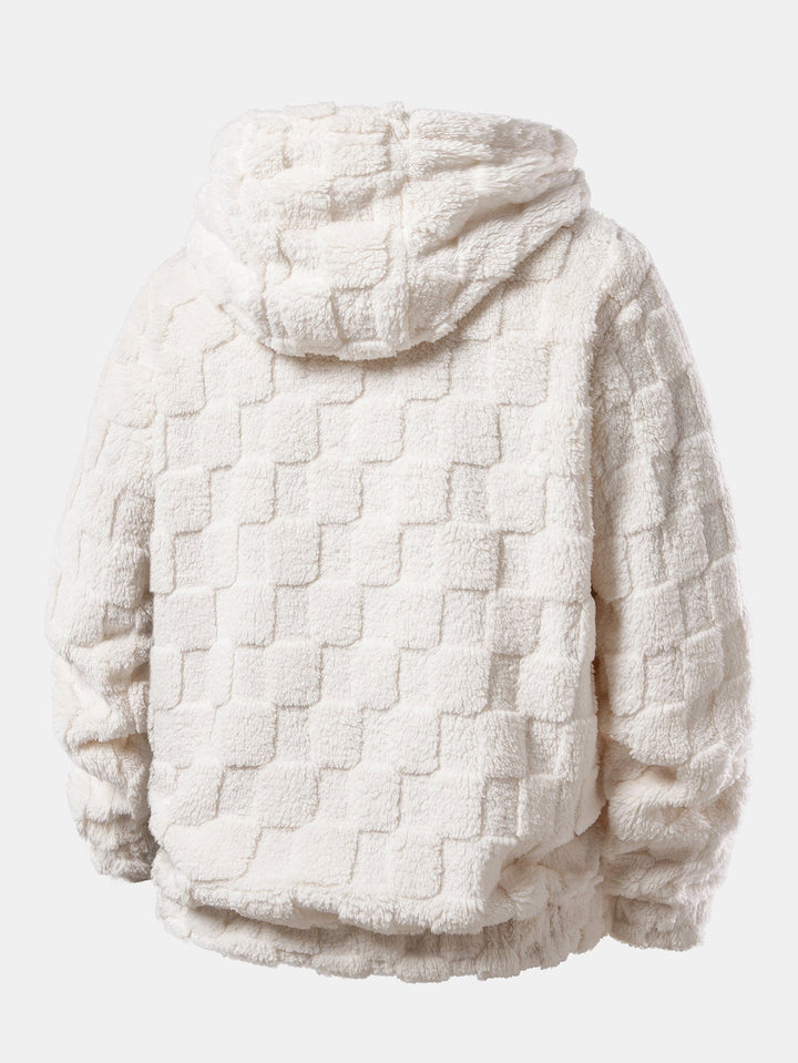 Checkerboard Teddy Zip Up Hoodie