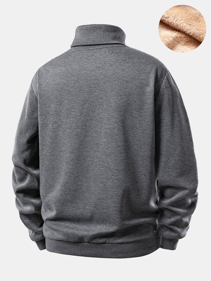 Teddy Fleece Lined Turtle Neck Sweatshirt